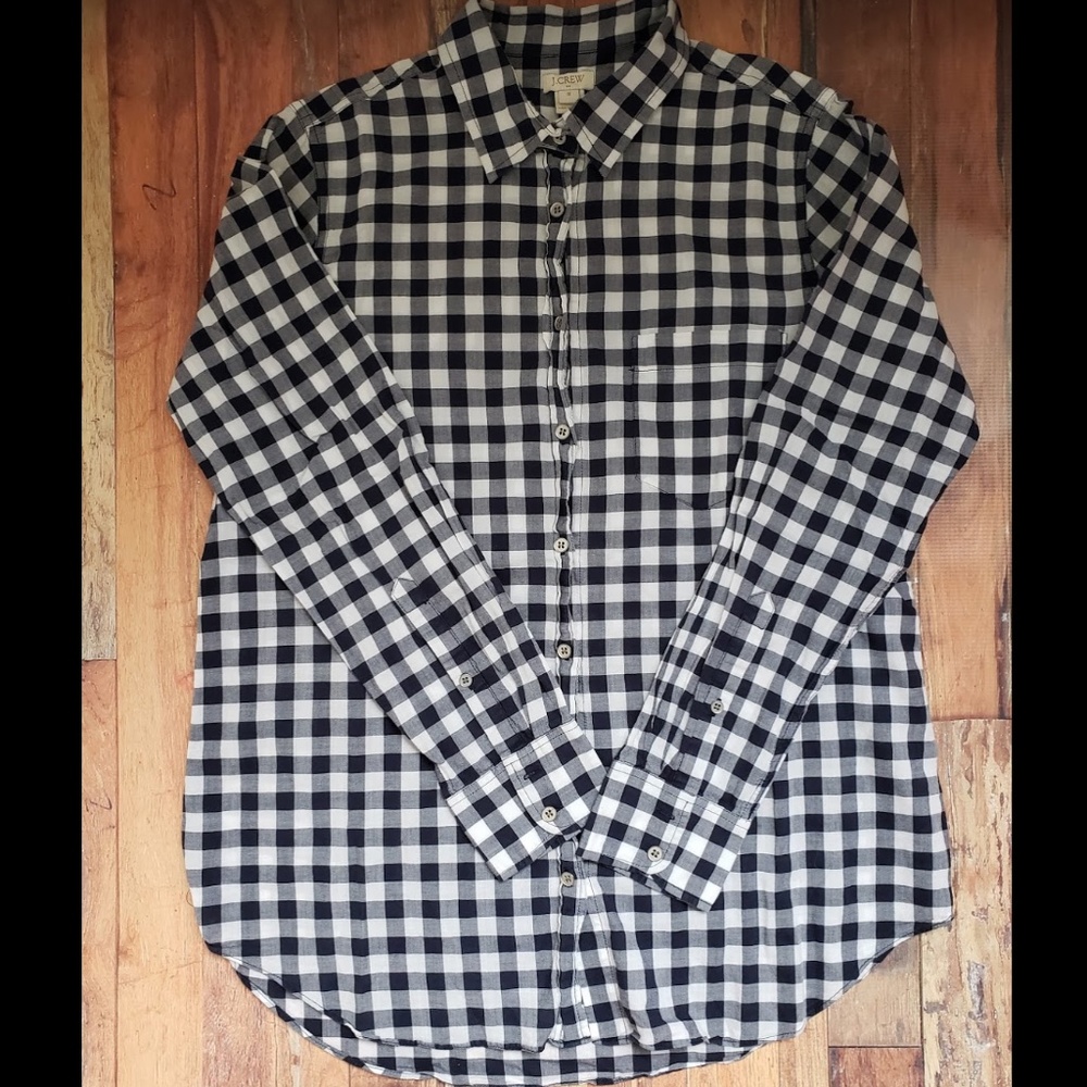 J.Crew blue and white gingham pattern shirt